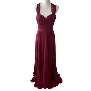 Dessy Collection Lux Chiffon Off-Shoulder Sweetheart A-Line Gown 2970 Dress Red